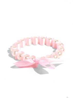 paparazzi Pink Pearl Ribbon Stretch Bracelet